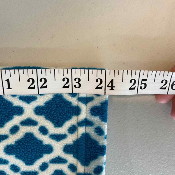 Lands End Pullover Fleece Sweatshirt Large 14-16 Teal Blue White Diamond 1/4 Zip - Picture 11 of 12